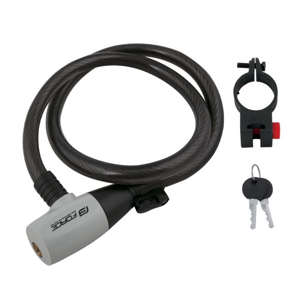 FORCE zámek RON spirálový s držákem, 80cm/12mm černý 