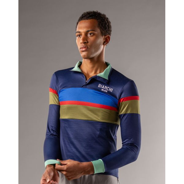 BIANCHI dlouhý dres LIFESTYLE GRAVEL wool thermo In the stripes