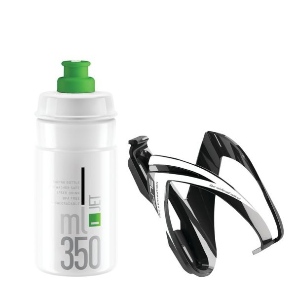 ELITE dětská láhev JET 350 + košík white graphic - zelená