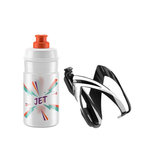 ELITE KIT CEO 23 - košík černý lesklý + láhev JET čirá/oranžová 350 ml